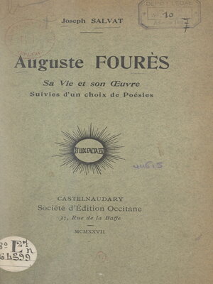 cover image of Auguste Fourès, sa vie et son œuvre